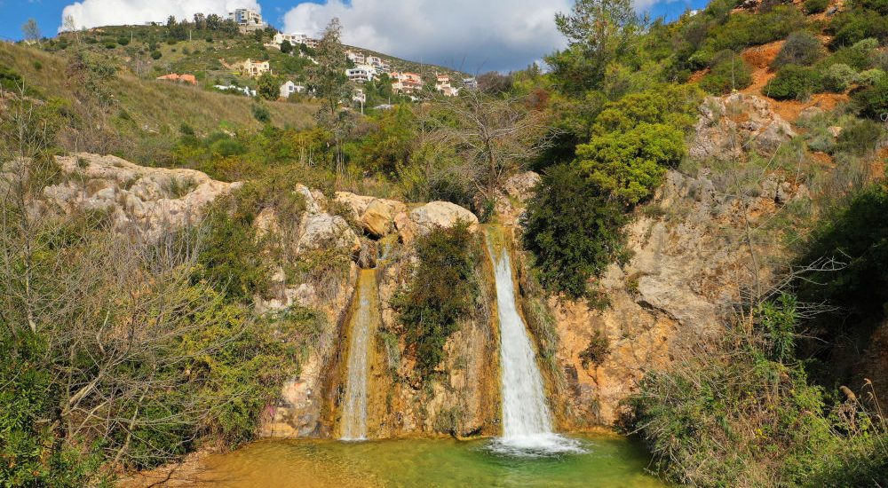 Aerial,Drone,Photo,Of,Beautiful,Waterfall,Of,Valanaris,In,Drafi